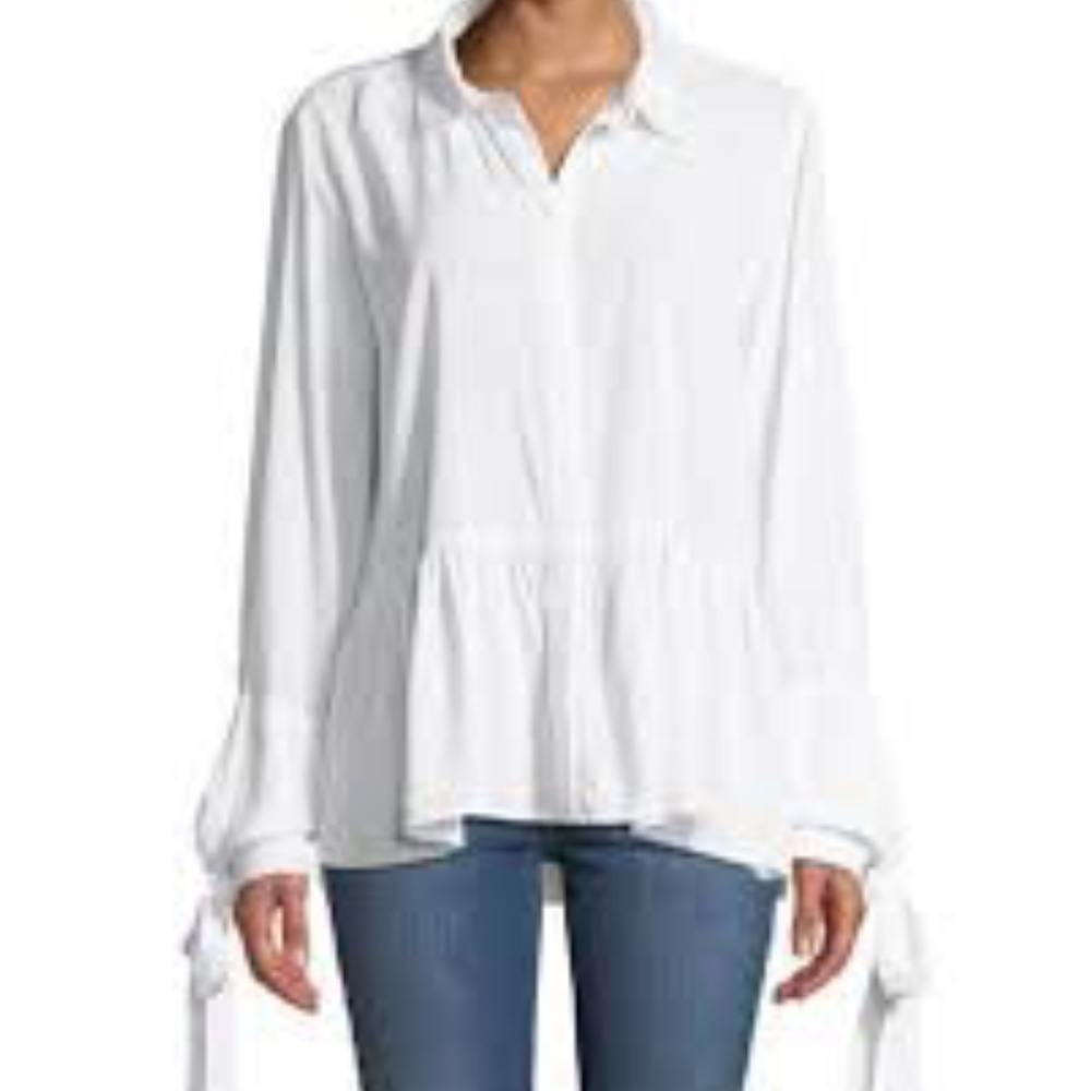 NWT - Velvet Heart Tie-Sleeve Blouse /  Peplum Hem